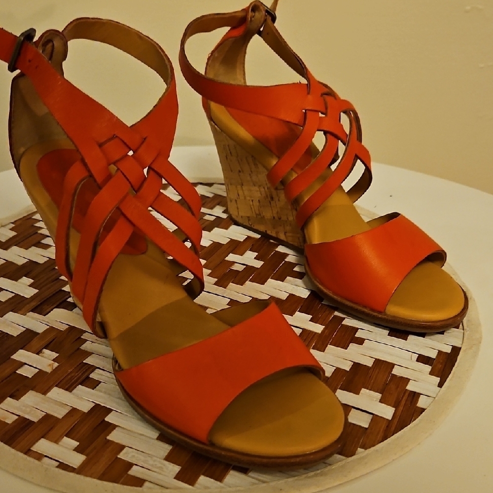 Kork-Ease Red Wedges with Modern Strap Design